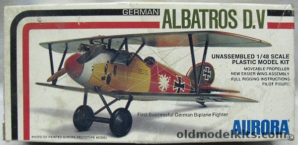 Aurora 1/48 Albatros DV (D-V) - Pilot-Lt. Paul Baumer (44 victories) or Jasta 5 'Green Tail' (pilot unknown), 752 plastic model kit